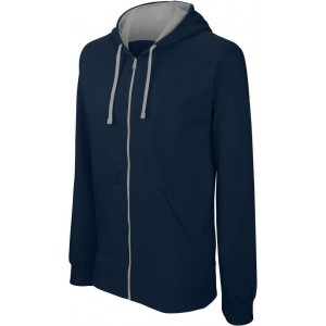 Kariban Contrast f�rfi kapucnis pul�ver, Navy/Fine Grey