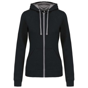 Kariban Contrast n�i kapucnis pul�ver, Black/Fine Grey