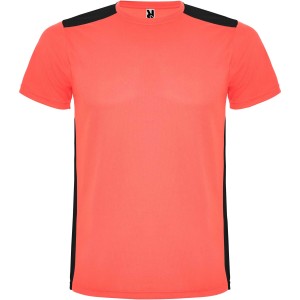 Roly Detroit r�vid ujj� uniszex sportp�l�, fluor coral, solid black
